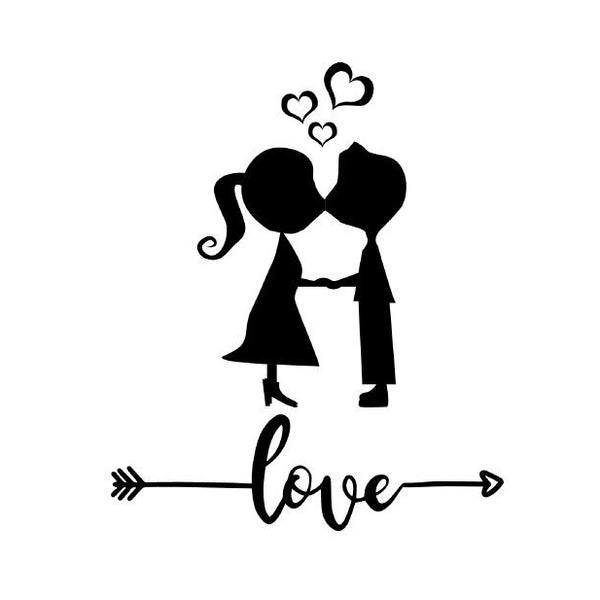 Kiss svg, first love svg, couple kissing svg, first love svg, vector file in SVG, DXF and PNG formats for cutting machines. Not a decal.