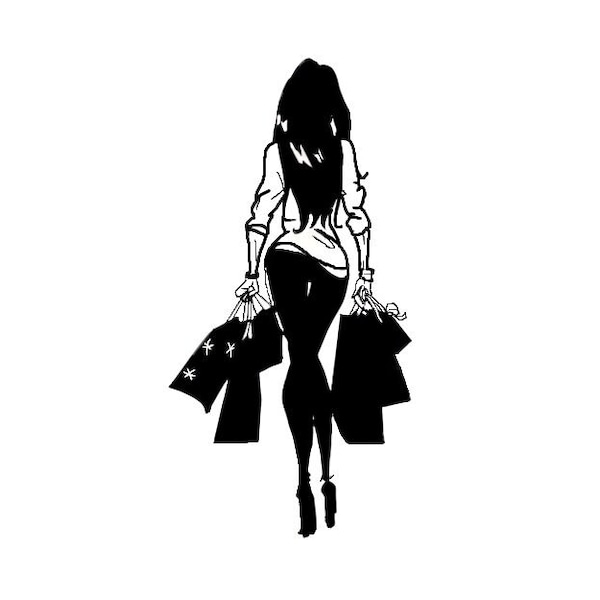 Shopping svg, woman shopping svg, woman with shopping bags svg, shop svg, lady shopping, shopping vector file in SVG, DXF and EPS