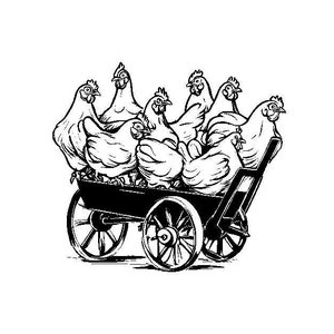 Chicken svg, cart svg, wagon svg, chickens svg, farming svg, chickens in a wagon svg, farm wagon svg,  farm animals, farm cart SVG and PNG