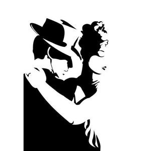 タンゴ svg、2 人でタンゴ svg、ダンス svg、カップル ダンス svg、ビンテージ ダンス svg、レトロ ダンサー ベクター ファイル (SVG、DXF、EPS)