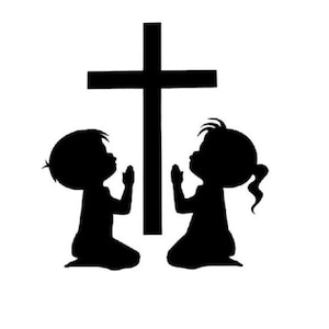Kinderen bidden SVG, kinderen bidden, SVG, bidden SVG, geloof SVG, christelijke SVG, kruis SVG, bidden SVG, gebed vectorbestand in SVG, DXF en PNG