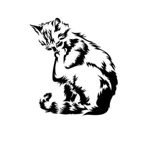 Kat likken poot svg, kat svg, kitten svg, kattenliefhebber svg, schattige kat svg, kattenpoot svg, schattig katje vectorbestand in SVG, DXF, png en EPS