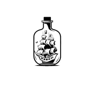 Pirate Ship in a Bottle SVG and PNG (Digital Design)