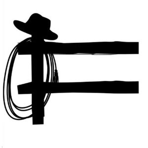 Western Cowboy Hat & Lasso SVG: Fence Silhouette (Digital Download)