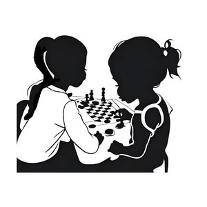 Girls Playing Checkers SVG: Game Night Friends Design (SVG & PNG)