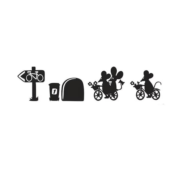 Mousehole svg, baseboard svg, mouse family svg,  mouse on bicycle svg, funny mice svg, mouse vector file in SVG, png, DXF and EPS