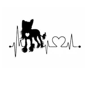 Chinese Crested Dog Heartbeat SVG Vector (Digital Download)