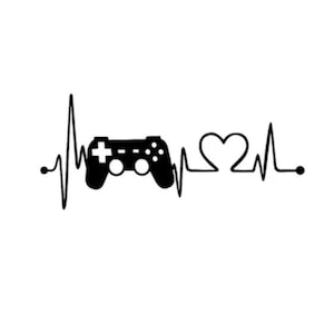 Gamer svg, gaming svg, game controller svg, gamer hartslag svg, gaming pulse svg, controller svg, hartslag SVG, DXF en EPS