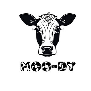 Moody Cow SVG: Funny Heifer Silhouette (Digital Download)