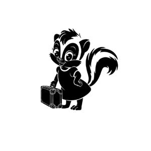 Skung svg, skunk png, skunk con maleta svg, skunk lindo svg, viaje svg, vacaciones svg, skunk viajero svg, viaje SVG PNG DXF