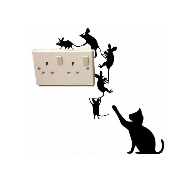 Cat Chasing Mice SVG: Wall Decal Vector File (Digital Download)