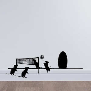 Mice Playing Volleyball SVG: Mouse Hole Wall Decal (Digital Download)