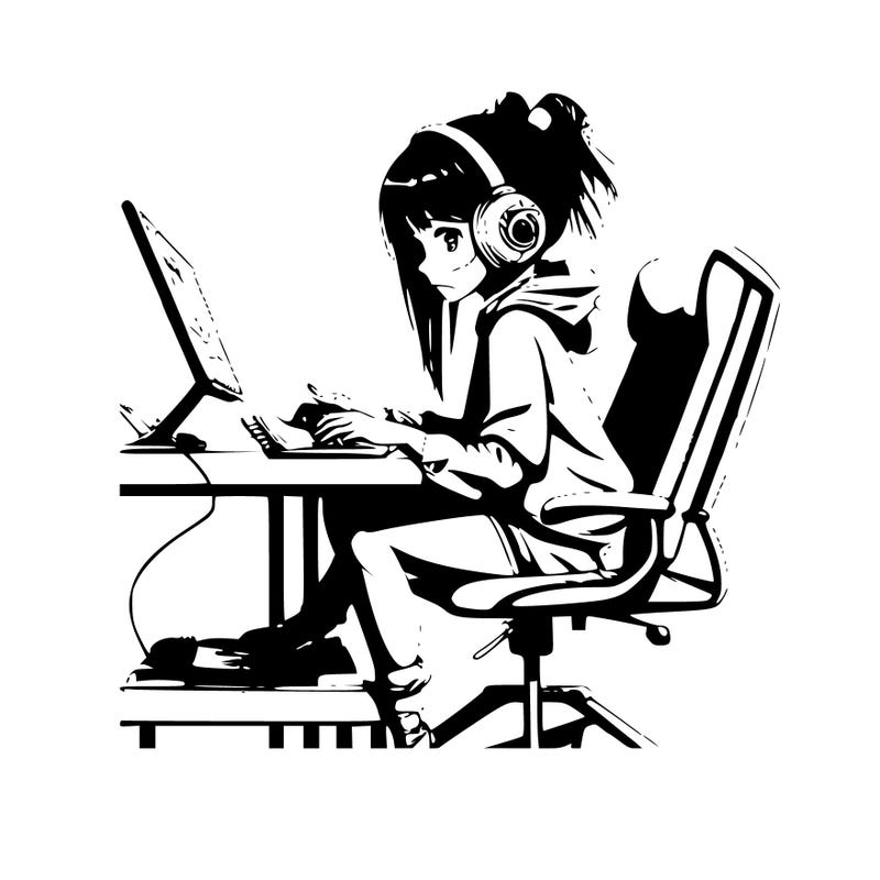 Computer Girl Svg - Etsy