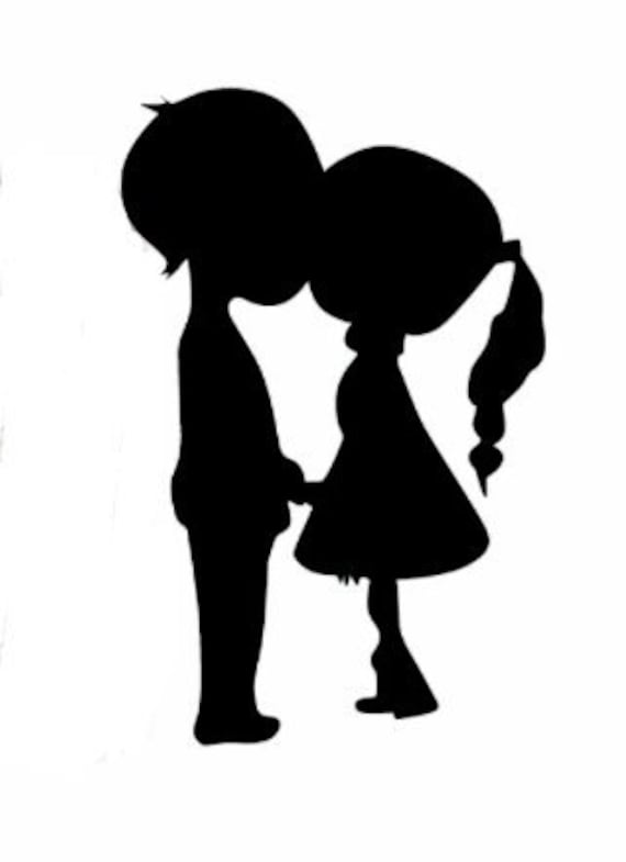 First Love Kiss Boy Girl Kissing Children Kids Vector File in Etsy