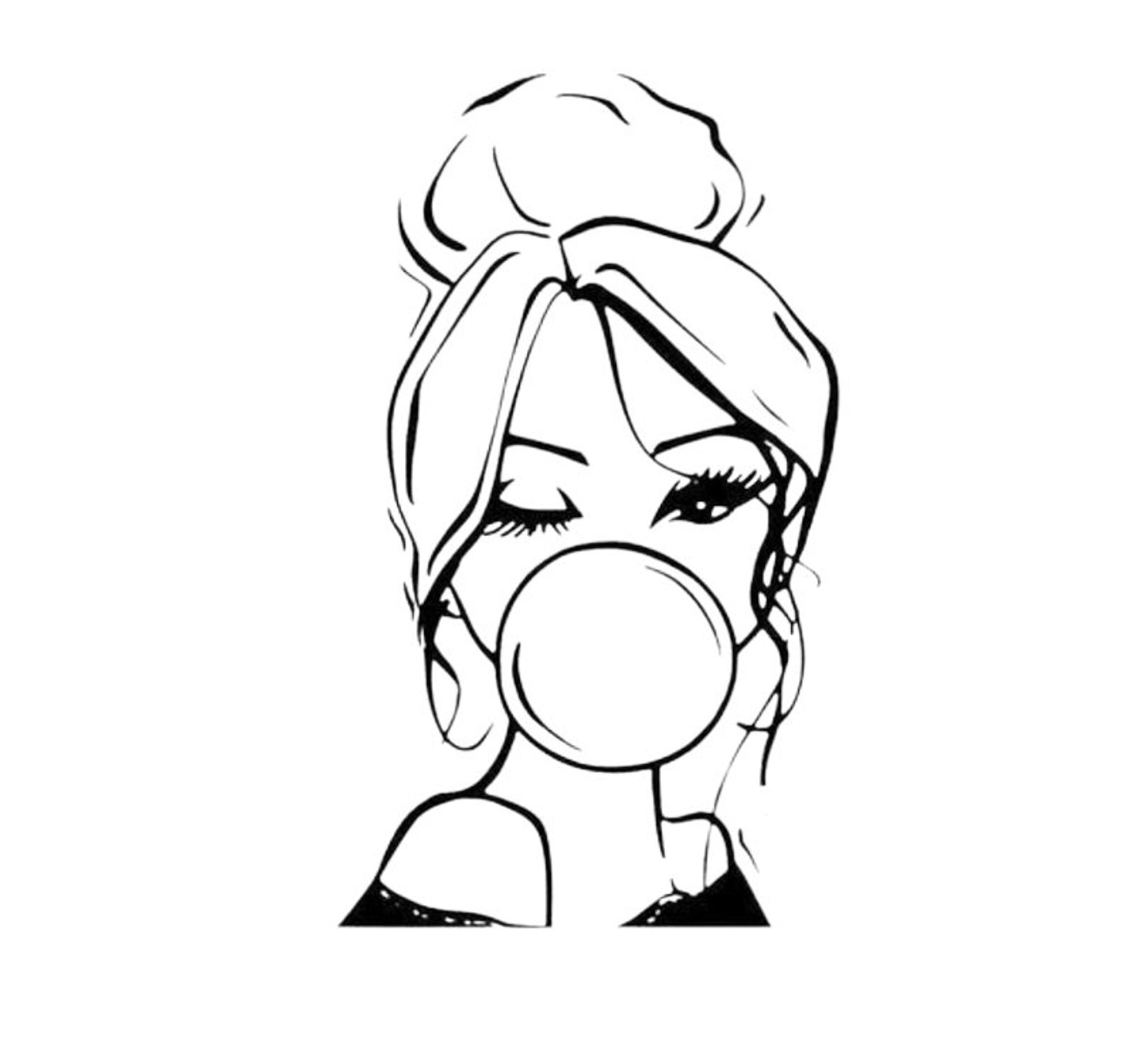 Woman Blowing a Bubble Gum Cute Fashion Vector File in SVG Etsy