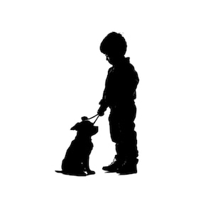 Boy and Puppy SVG: Child with Dog Clipart (Digital Download)