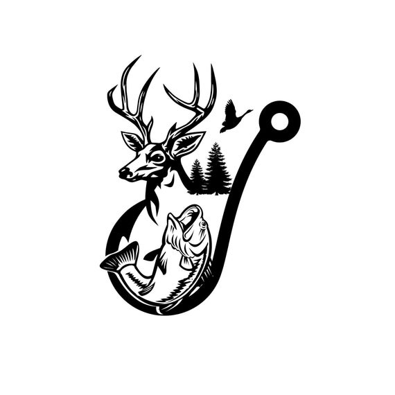 deer fishing hook Hunting & Fishing SVG: Deer, Fish Hook Design (digital Download)