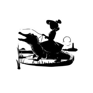 Kvinna som rider på alligator SVG: Rolig krokodil Clipart (digital nedladdning) bild 6