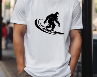 Bigfoot Surfing SVG PNG: Sasquatch Surfboard Digital File