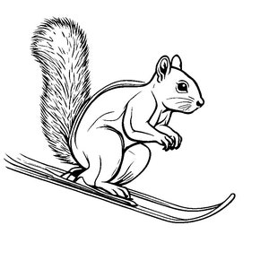 Svg écureuil, ski svg, écureuil ski svg, écureuil ski svg, svg écureuil drôle, svg animal de sport, fichier vectoriel de ski en SVG et PNG