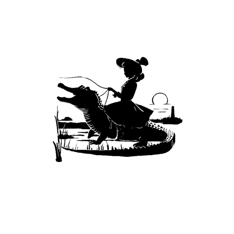 Kvinna som rider på alligator SVG: Rolig krokodil Clipart (digital nedladdning) bild 2