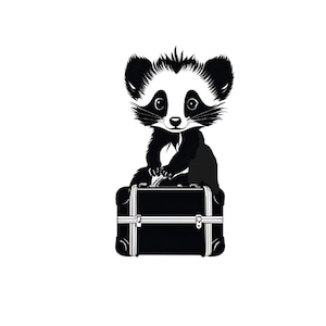 Mapache svg, lindo mapache svg, maleta svg, viaje svg, vacaciones svg, viaje svg, clipart de mapache, archivo de corte de mapache, viaje PNG SVG DXF