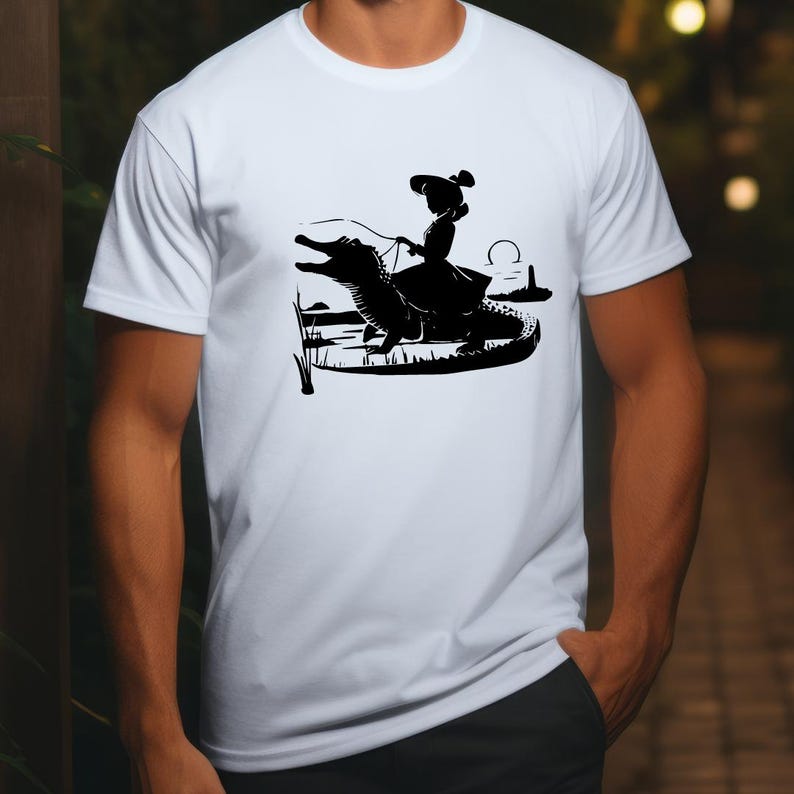 Kvinna som rider på alligator SVG: Rolig krokodil Clipart (digital nedladdning) bild 9