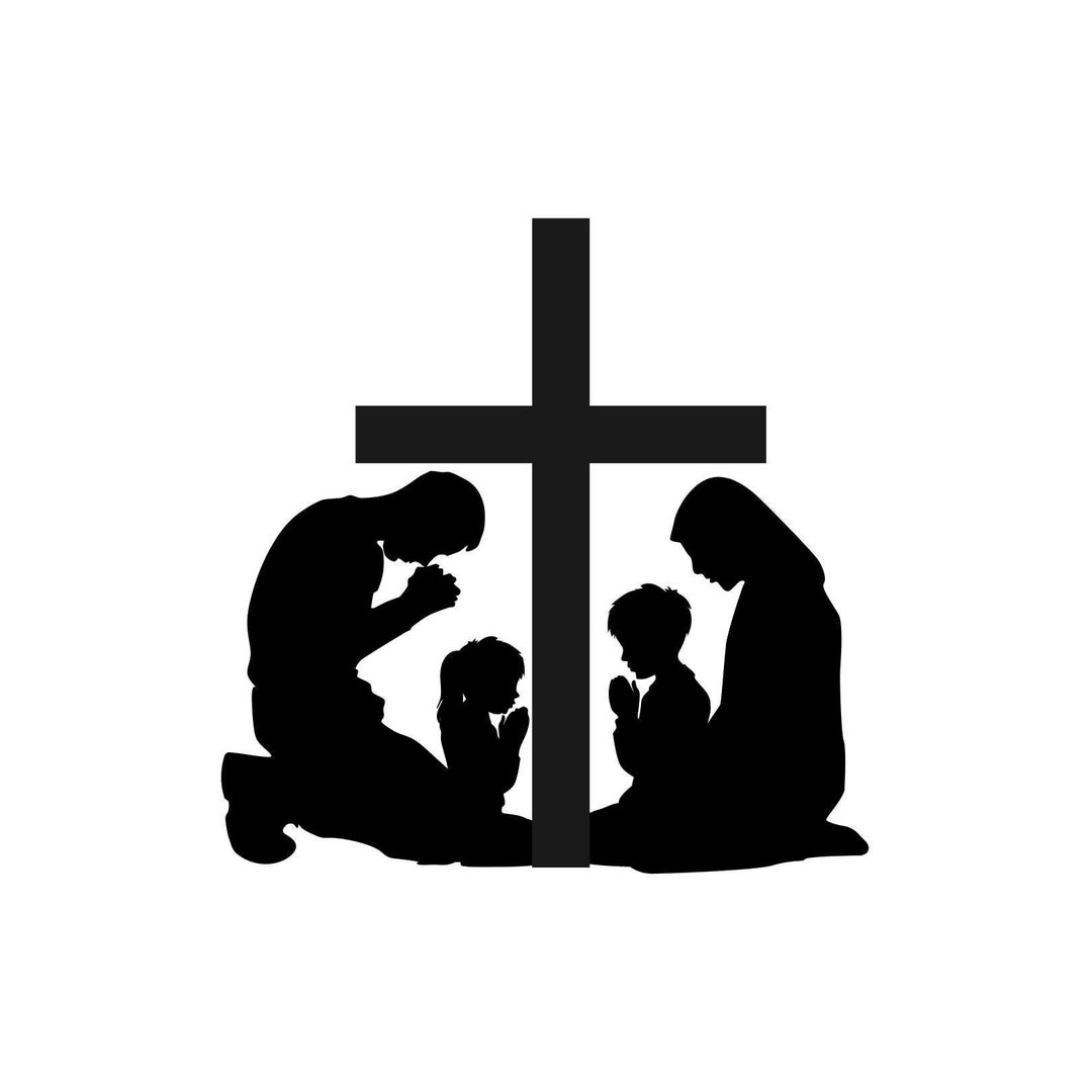Praying Family With Cross SVG: Christian Faith Design (digital Download ...