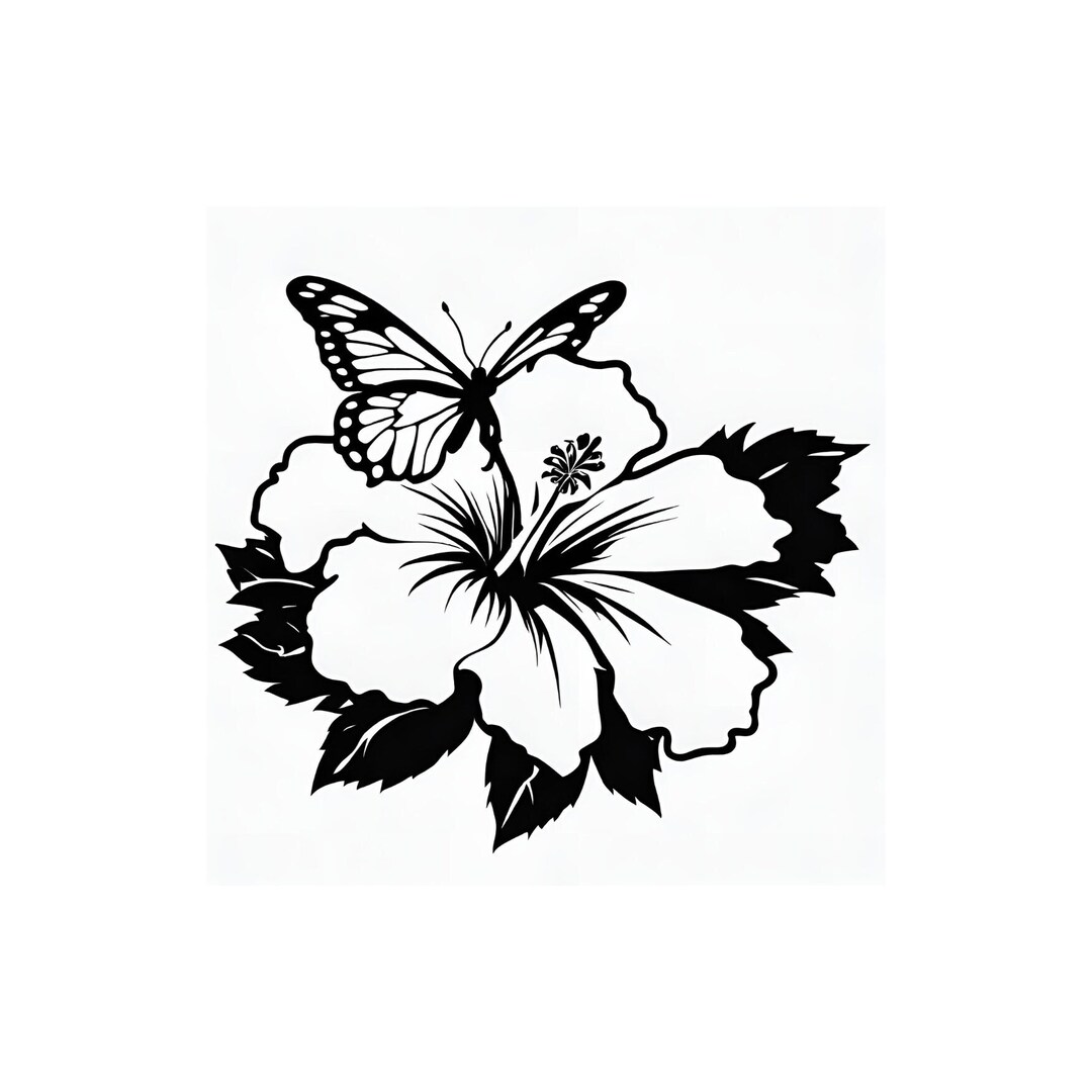 Hibiscus Svg, Flower Svg, Butterfly Svg, Hibiscus Flower Svg, Floral ...