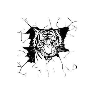 Tiger-Svg, Tiger-brechende Wand-Svg, rissige Wand-Svg, 3D-Tiger-Svg, Tiger-Spähen-Svg, Tiger-spähen-Svg, Tiger-png-Datei in SVG und PNG