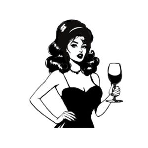 Woman svg, woman with wine svg, vintage woman svg, woman in glasses svg, wine svg, beautiful woman svg, woman PNG SVG and DXF