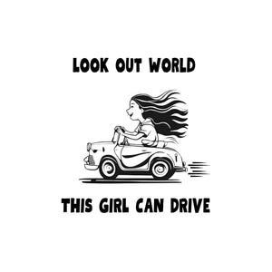 Rijbewijs svg, dit meisje kan rijden svg, rijden svg, rijden svg, bestuurder svg, kijk uit wereld svg, eerste auto SVG PNG DXF