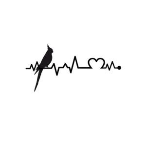 Calopsitte svg, svg oiseau, battement de coeur svg, oiseau battement de coeur svg, j'aime les calopsittes svg, svg calopsittes, pouls svg, coeur SVG, DXF et PNG