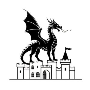Dragon on Castle SVG: Medieval Fantasy Cut File (Digital Download)