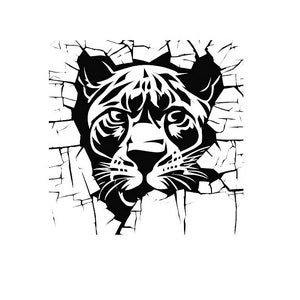 Panther svg, Panther durchbrechen svg, Panther brechen durch eine Wand svg, Wand brechen svg, Vektordateien in SVG und PNG.