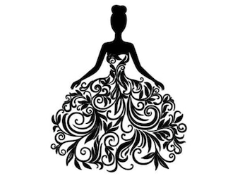 Quinceanera svg, jurk svg, prinses svg, toga svg, bal svg, formele svg, prom svg, dansjurk svg, formele dans, galajurk SVG, DXF PNG