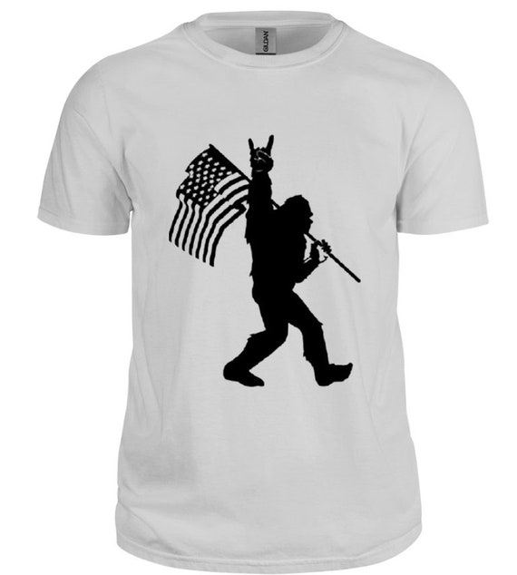 Sasquatch Rock On American Flag Black - Tank, T-Shirt, Hoodie – DecalFreakz