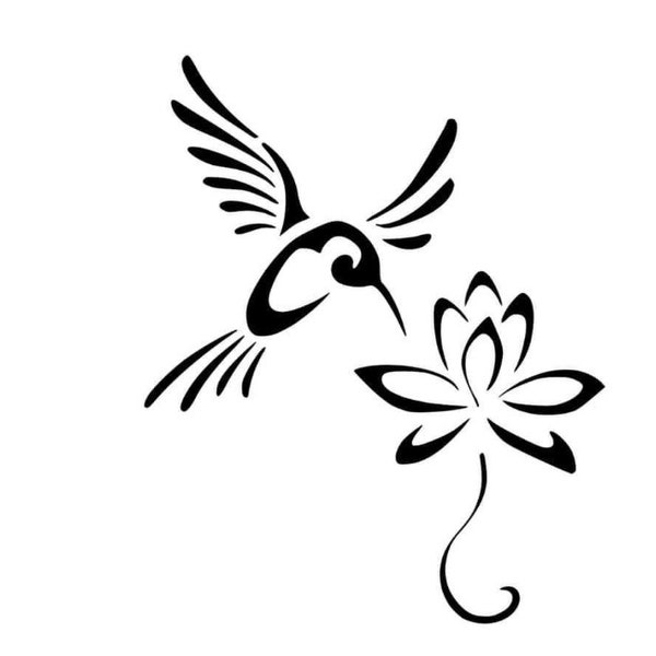 Hummingbird lotus svg, hummingbird svg, lotus svg, flower svg, bird svg, bird on flower svg vector file in SVG, DXF and PNG