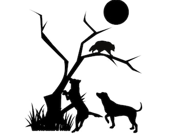 Raccoon Hunting Dogs SVG: Treeing Silhouette (SVG & PNG)