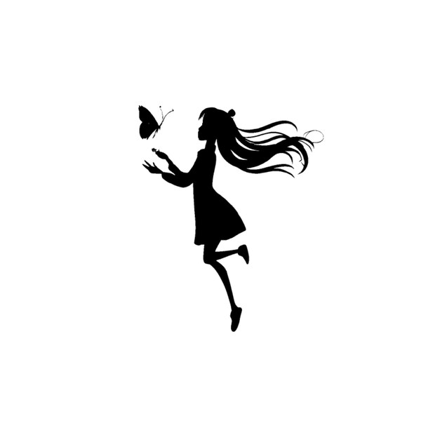 Girl with a butterfly svg, girl svg, butterfly svg, chasing butterflies svg, young girl svg, childhood svg, little girl vector SVG PNG DXF