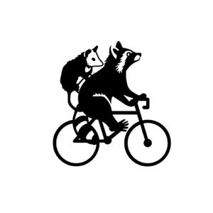 Waschbär SVG, Opossum svg, Waschbär auf Fahrrad svg, Opossum auf Fahrrad svg, lustige Waschbär svg, Waschbär und Opossum svg, Reiten SVG PNG DXF