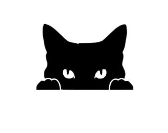 Peeking Black Cat SVG, Kitten Silhouette (Digital Download)