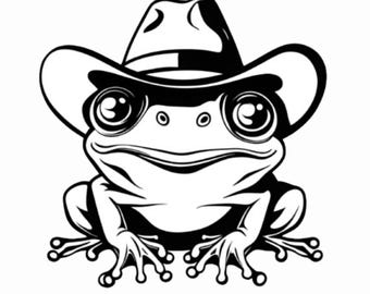 Cowboy Frosch SVG, lustige Western Clipart (digitaler Download)