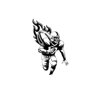 Football svg, football player svg, flaming football svg, running back svg, quarterback svg,  receiver svg, sports SVG PNG DXF