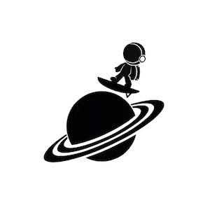 Astronauta in formato SVG, surf su Saturno in formato SVG, pianeta in formato SVG, spazio in formato SVG, pianeti in formato SVG, sala giochi in formato SVG, file vettoriale astronauta carino in SVG e PNG