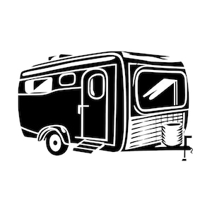 Camper svg, vintage camper svg, travel trailer, svg, camping trailer svg, camping svg, camp svg, rv svg, vector file in SVG and PNG