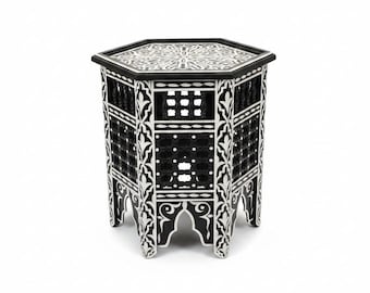 Mesa lateral hexagonal árabe com treliça mashrabiya | Decoração marroquina