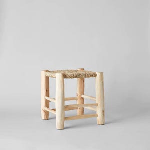Handcrafted Stool made of Lemon and Esparto Wood - Rustic Moroccan Style for your Home