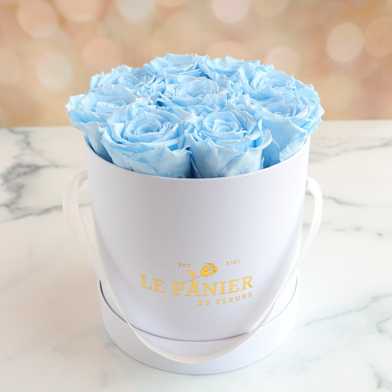 Preserved Roses in a Personalized Round Box, Flower Bouquet