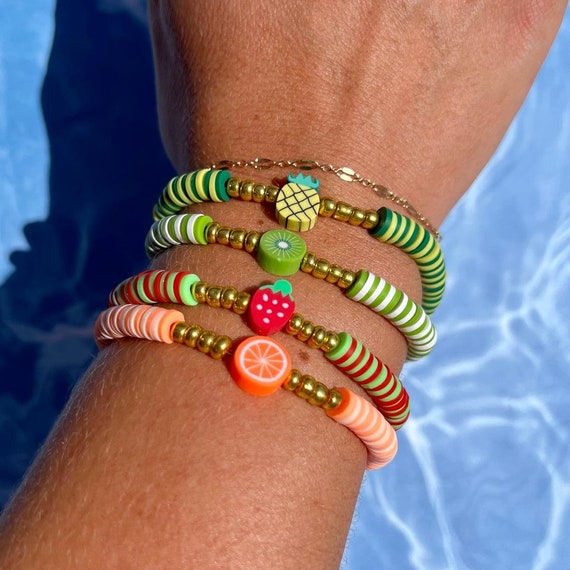 Summer Collection | Fruit Bracelets | Heishi Bracelet | Clay Beads Bracelet  | Pineapple Strawberry Kiwi Orange